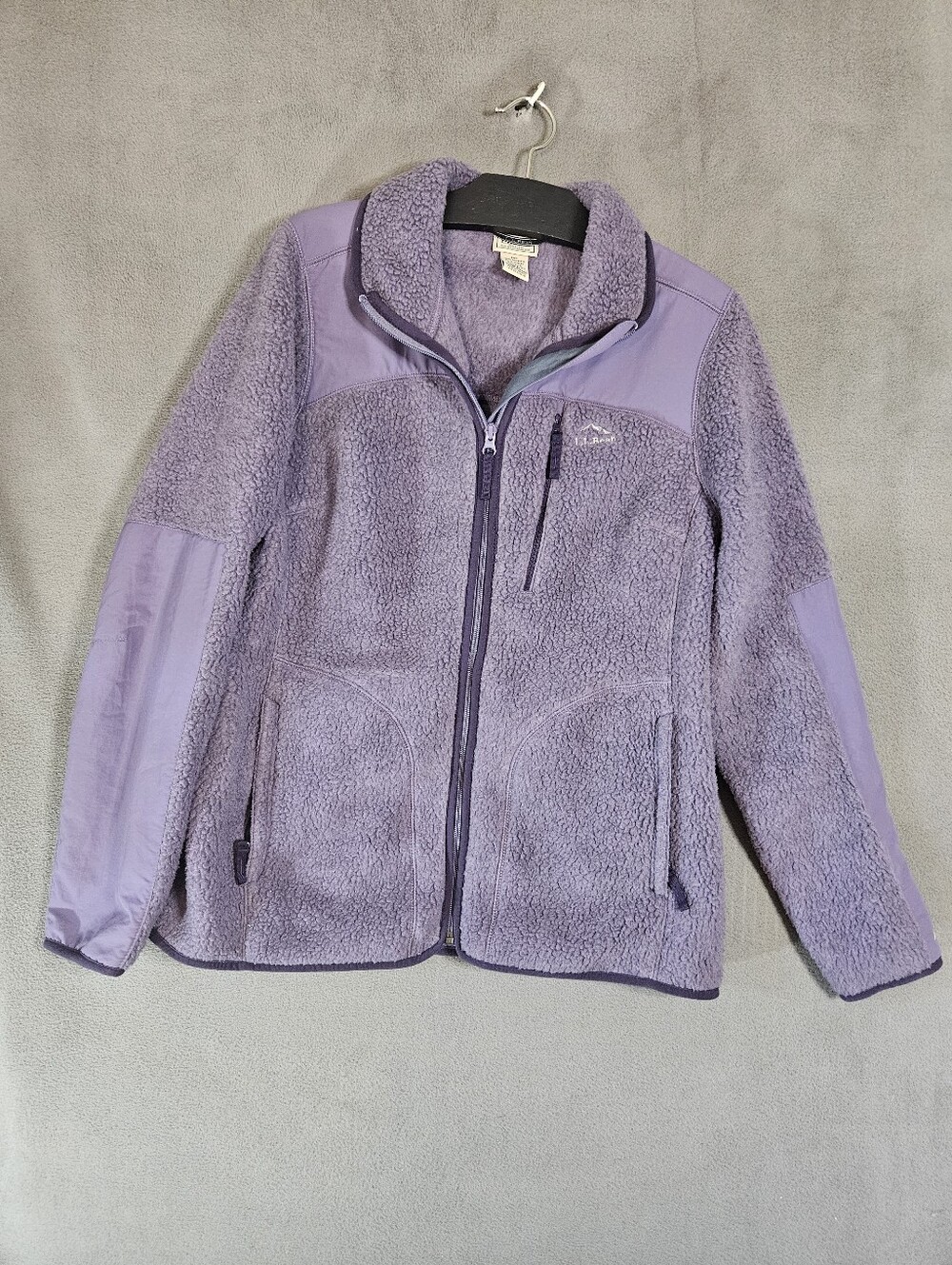 L.L.Bean purple Polartec fleece zip-up jacket Womens Medium Teddie Pockets